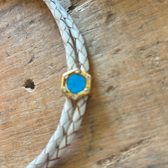 LIZA Schwartz leather choker with genuine turquoise brand new - Picture 9 of 13